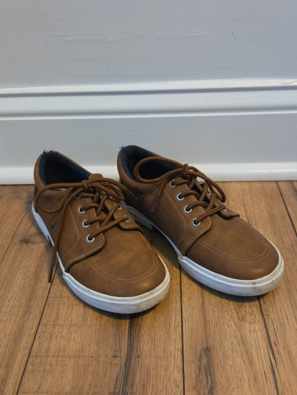 Nautica Boys Berrian Lace-Up Sneakers - Tan/Brown - Size 4